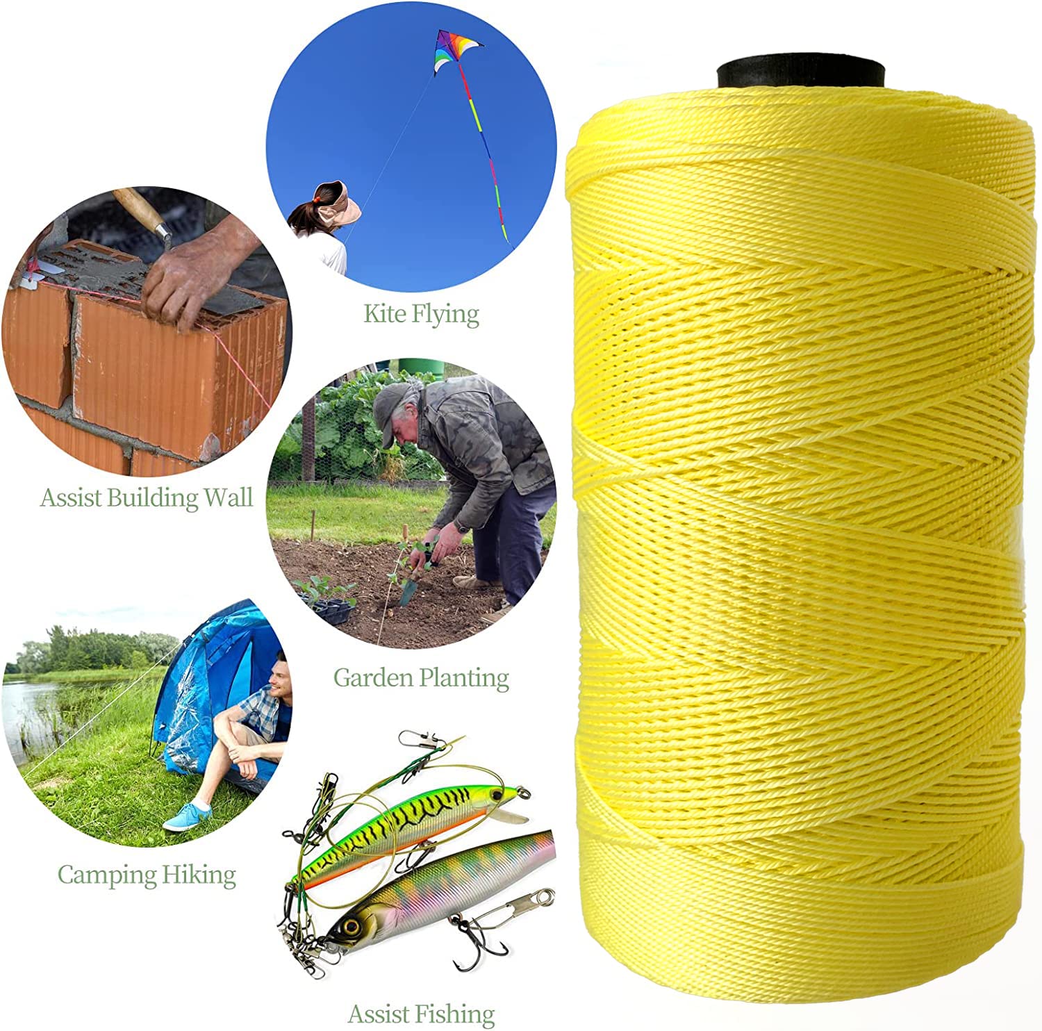 Strong 4-Strand Nylon Kite Line 3150ft - Durable Mason String for Gardening & Outdoor Use