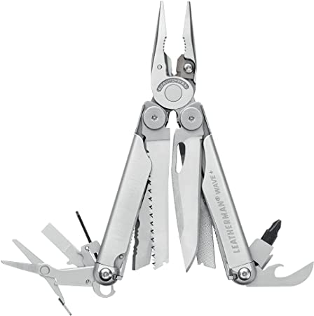 **LEATHERMAN Wave Plus Multitool - Premium Stainless Steel with Replaceable Wire Cutters & Spring-Action Scissors | Includes Nylon Sheath & Bit Driver Extender | Made in USA | Perfect for Camping, Hiking, DIY & Everyday Carry**