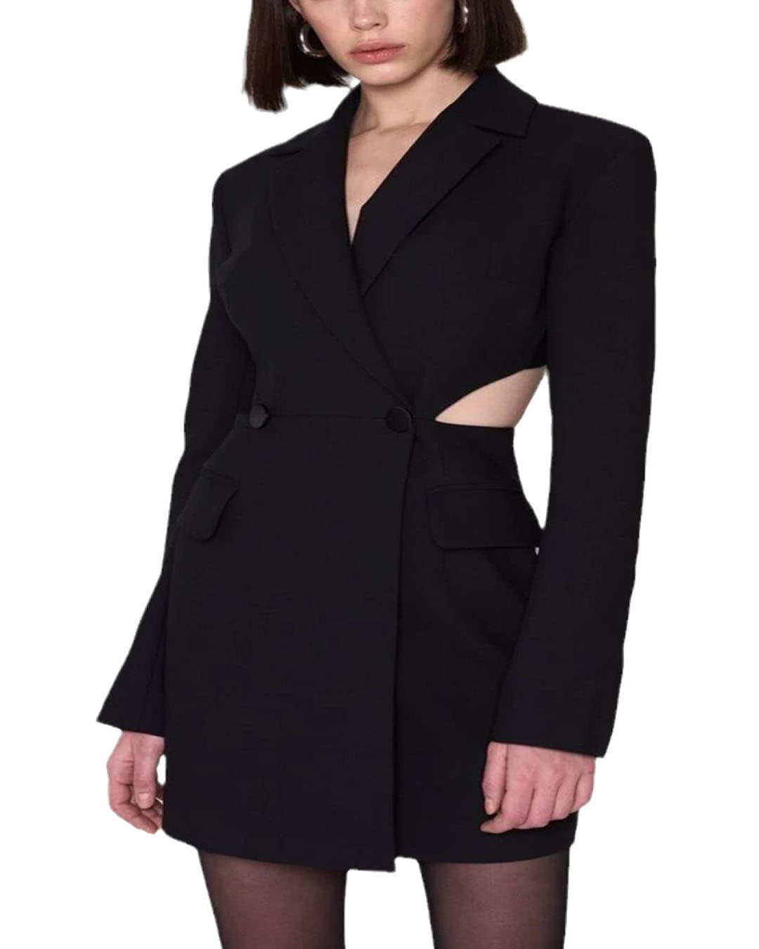 Women's Blazer Dress - Sexy Formal Long Sleeve Notched Lapel Jacket for Office Work & Casual Wear | Perfect for Business Meetings, Date Nights & Professional Outfits