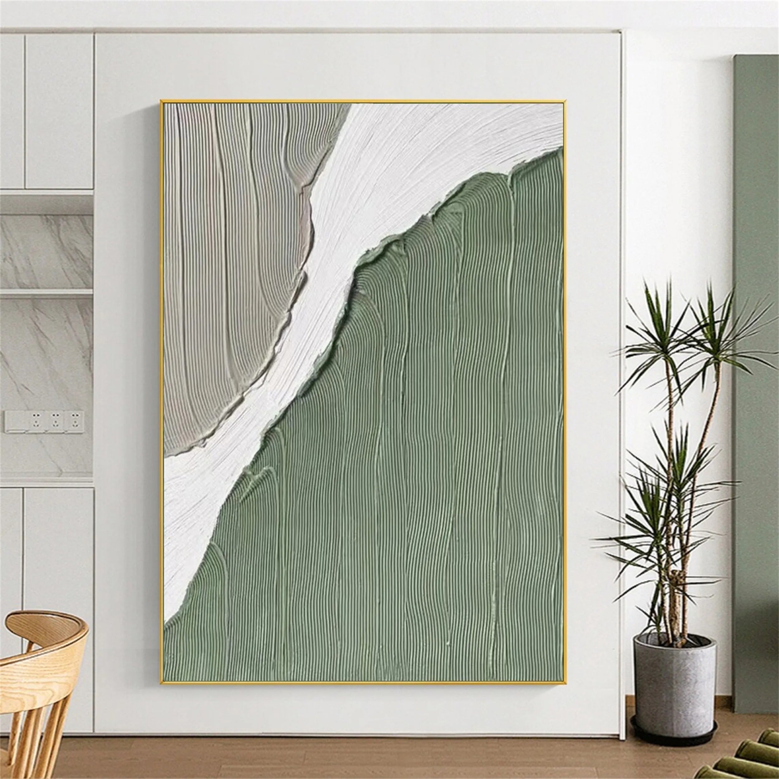 Blue & Green Abstract Wall Art Canvas Print #BG034 - Modern Home Decor for Living Room, Bedroom & Office