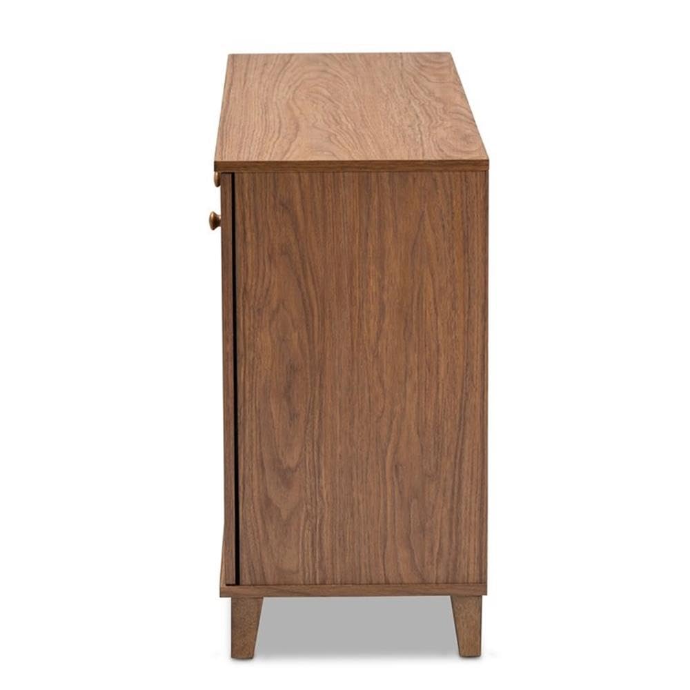 Baxton Studio Coolidge Modern 8-Shelf Wooden Shoe Storage Cabinet - Walnut Finish, Contemporary Shoe Organizer for Entryway, Bedroom & Closet Organization