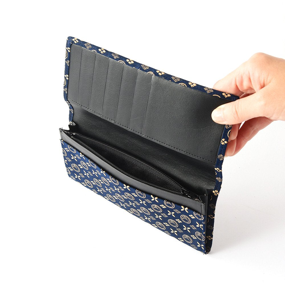 Premium Japanese Deerskin Leather Long Wallet with Urushi Lacquer - Mt. Fuji Iron Blue Design | Handcrafted in Japan | Luxury Bifold Wallet for Men & Women | Perfect Gift for Business Professionals & Travelers