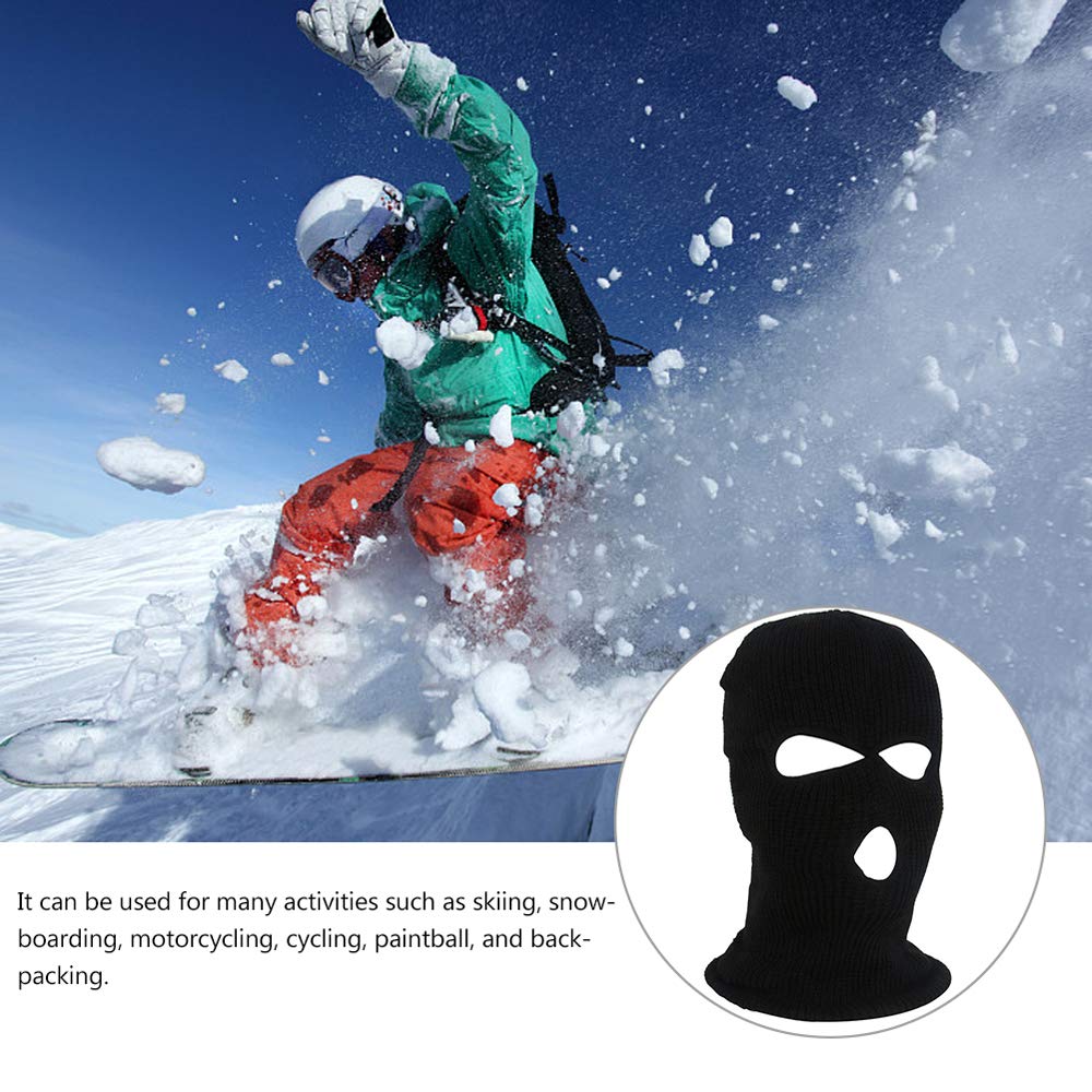 2 Pack 3-Hole Ski Face Mask Balaclava - Winter Full Face Cover for Skiing, Snowboarding, Motorcycling & Outdoor Sports (Black) - Cold Weather Protection for Men & Women