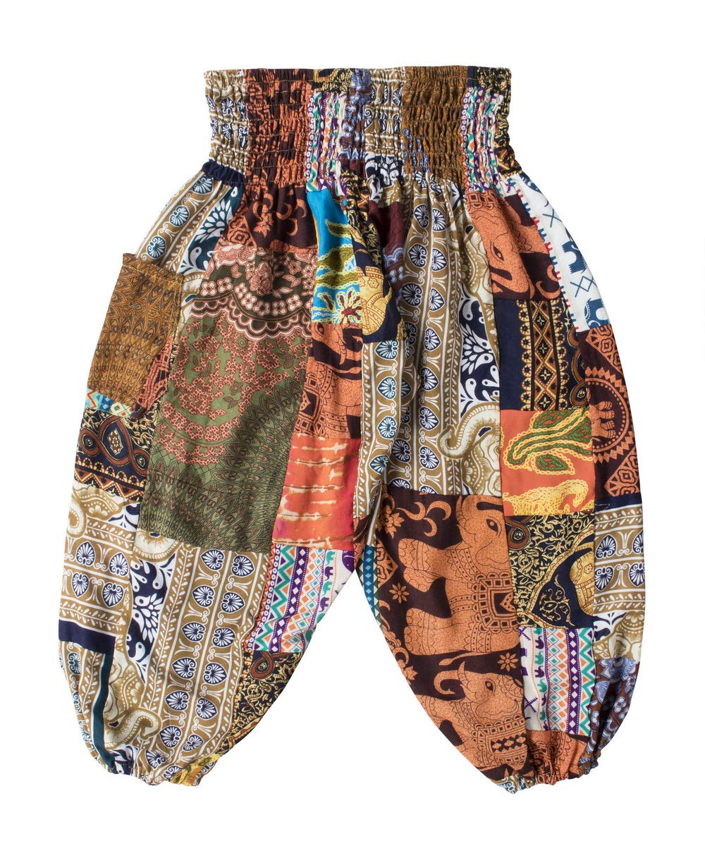 LOFBAZ Cute Patchwork Harem Pants for Girls & Boys - Boho Hippie Kids Toddler Pants | Perfect for Playdates, Festivals & Casual Wear