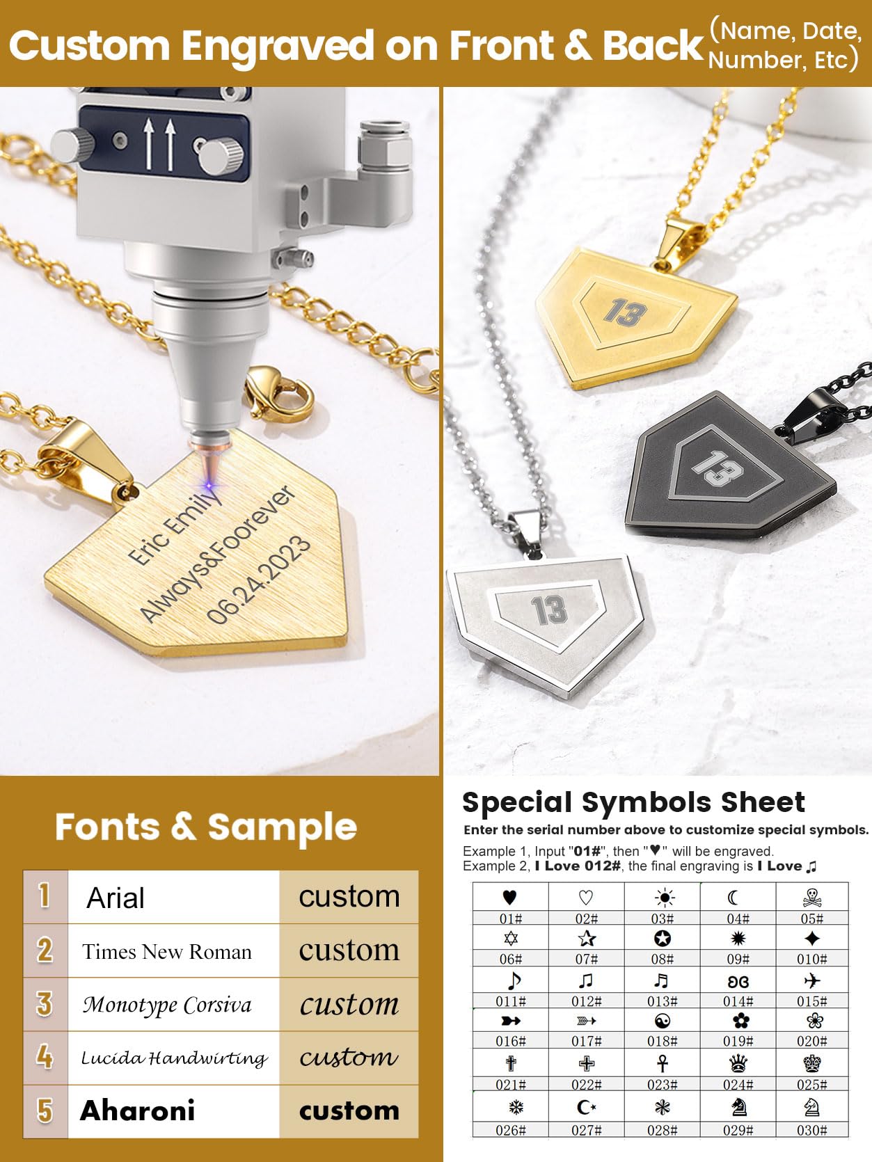 GOLDCHIC Stainless Steel Sports Necklace for Men & Teens - Football Baseball Basketball Soccer Softball Jewelry with Durable Chain | Athlete Gift for Players & Sports Fans | Perfect for Games, Training & Everyday Wear