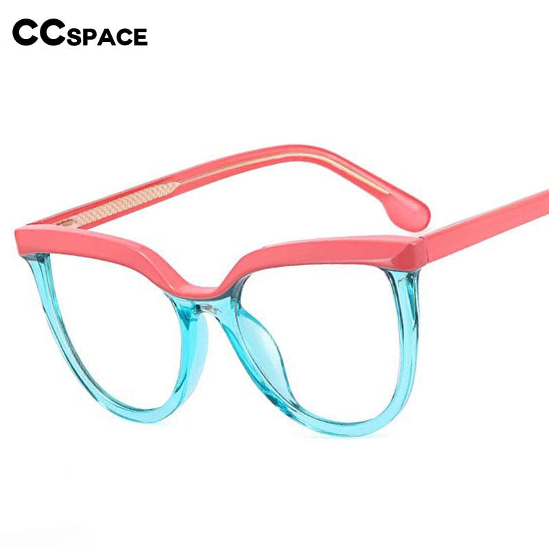 CCspace Unisex Full Rim Square Cat Eye Titanium Eyeglasses Frame 54724 - Lightweight Durable Glasses for Work, Reading & Fashion