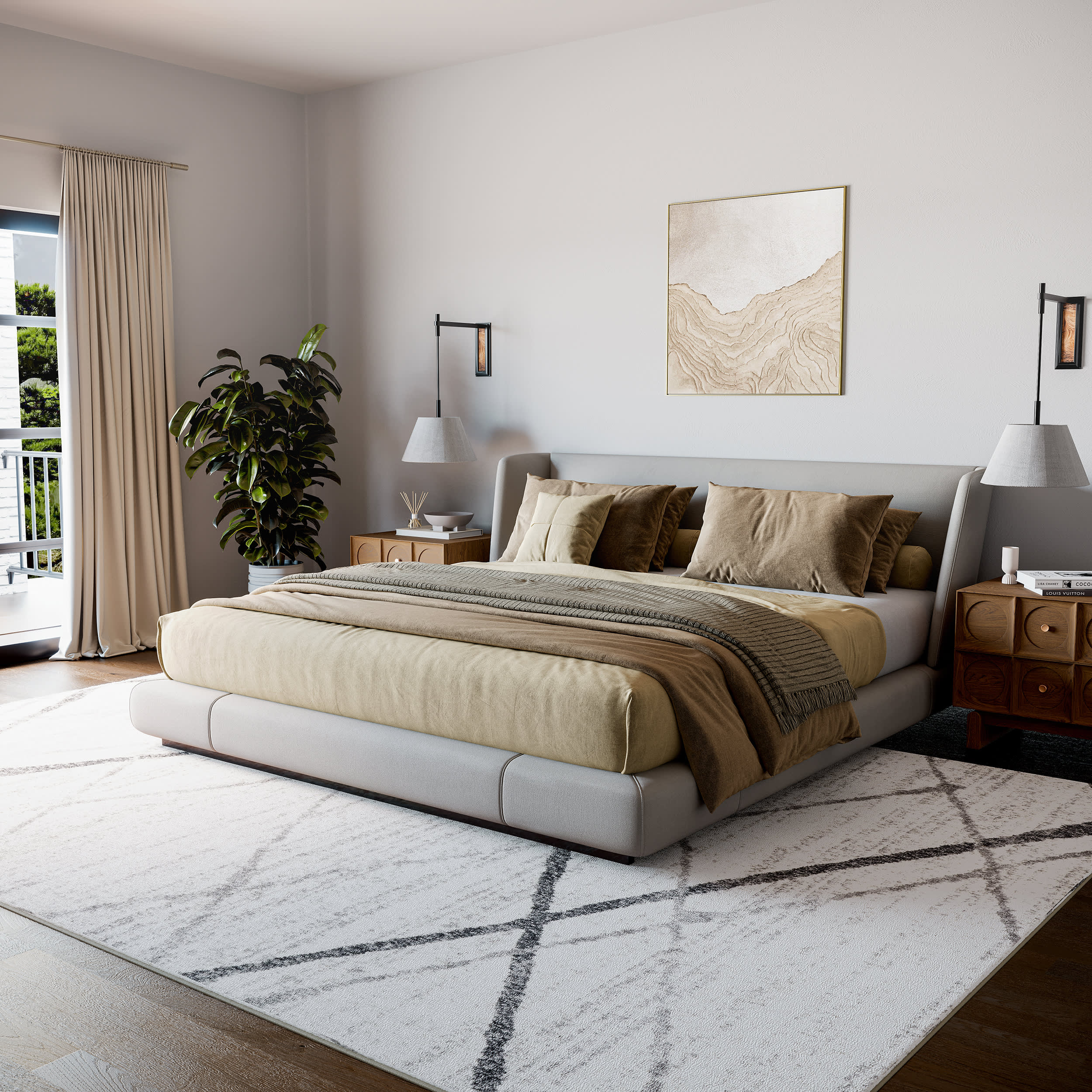 Stylish Grey Broken Lattice Pattern Area Rug - Perfect for Living Room, Bedroom & Home Decor