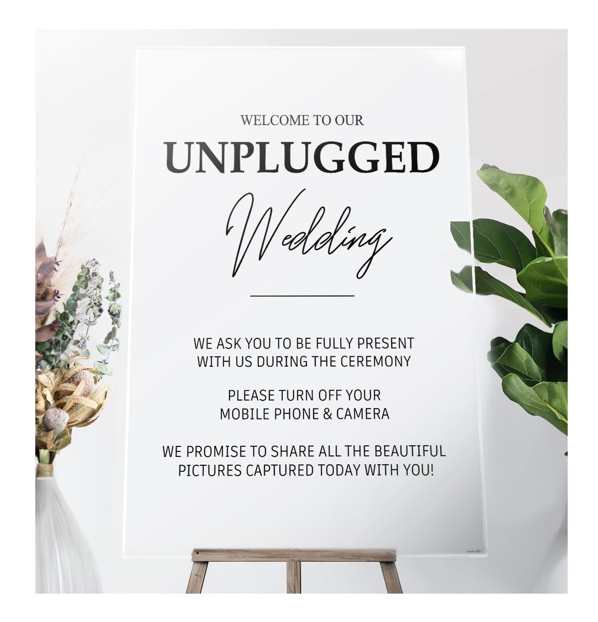 Unplugged Wedding Ceremony Sign - Elegant Welcome Sign for Distraction-Free Weddings - Rustic Wedding Decor for Unplugged Ceremonies - Perfect for Outdoor, Beach & Church Weddings