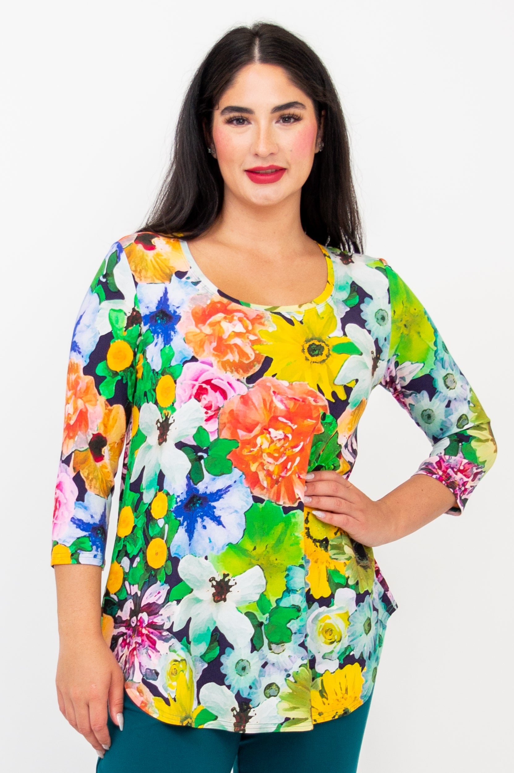 Jazz 3/4 Sleeve Top - Disco Style Bamboo Blouse for Women | Perfect for Dance Performances & Retro Parties