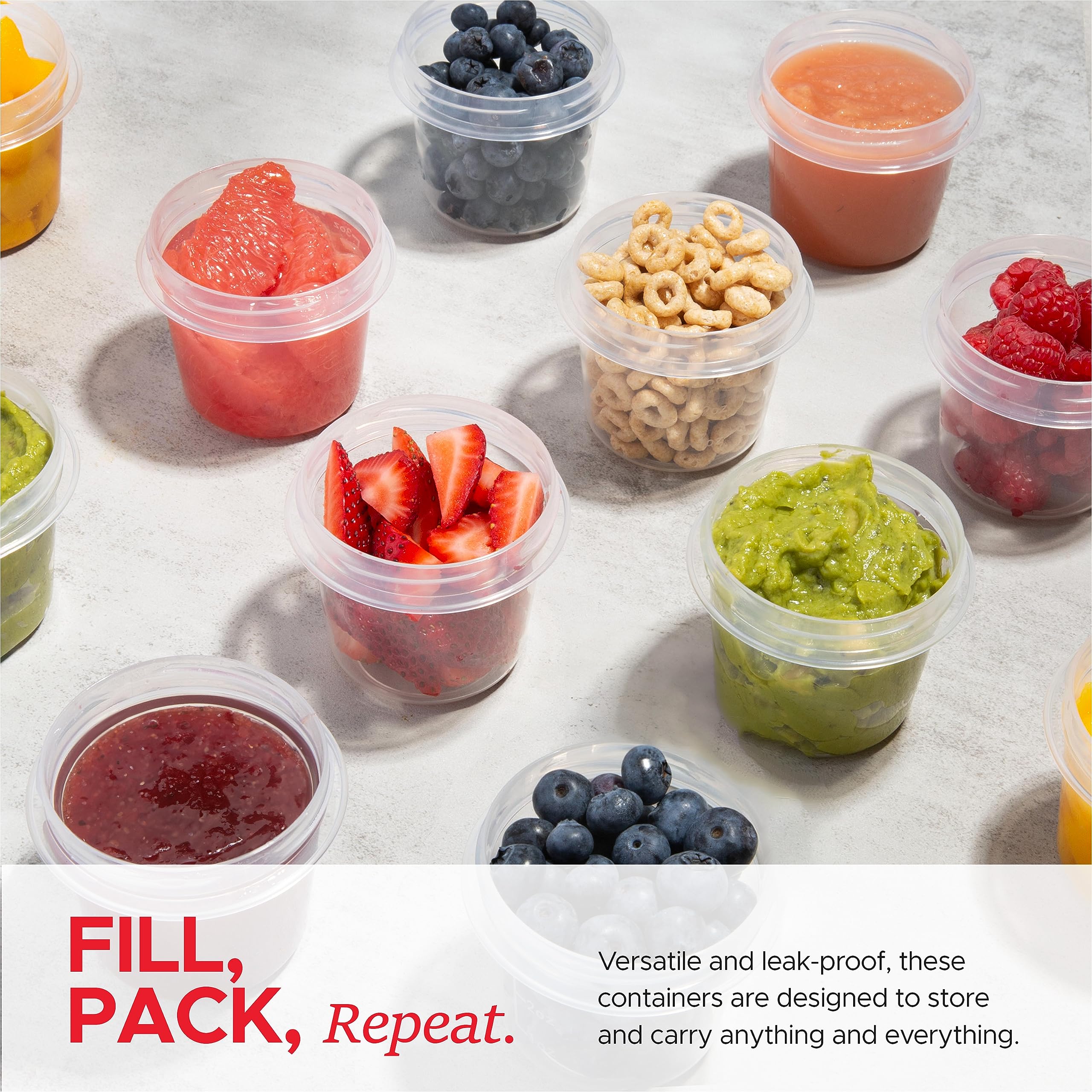 4 Oz. Small Plastic Food Storage Containers with Lids [12 Pack] - BPA Free, Reusable Snack & Condiment Containers for Puree, Dips, Sauces - Perfect for Lunch Box, Picnic, Meal Prep & Kitchen Organization
