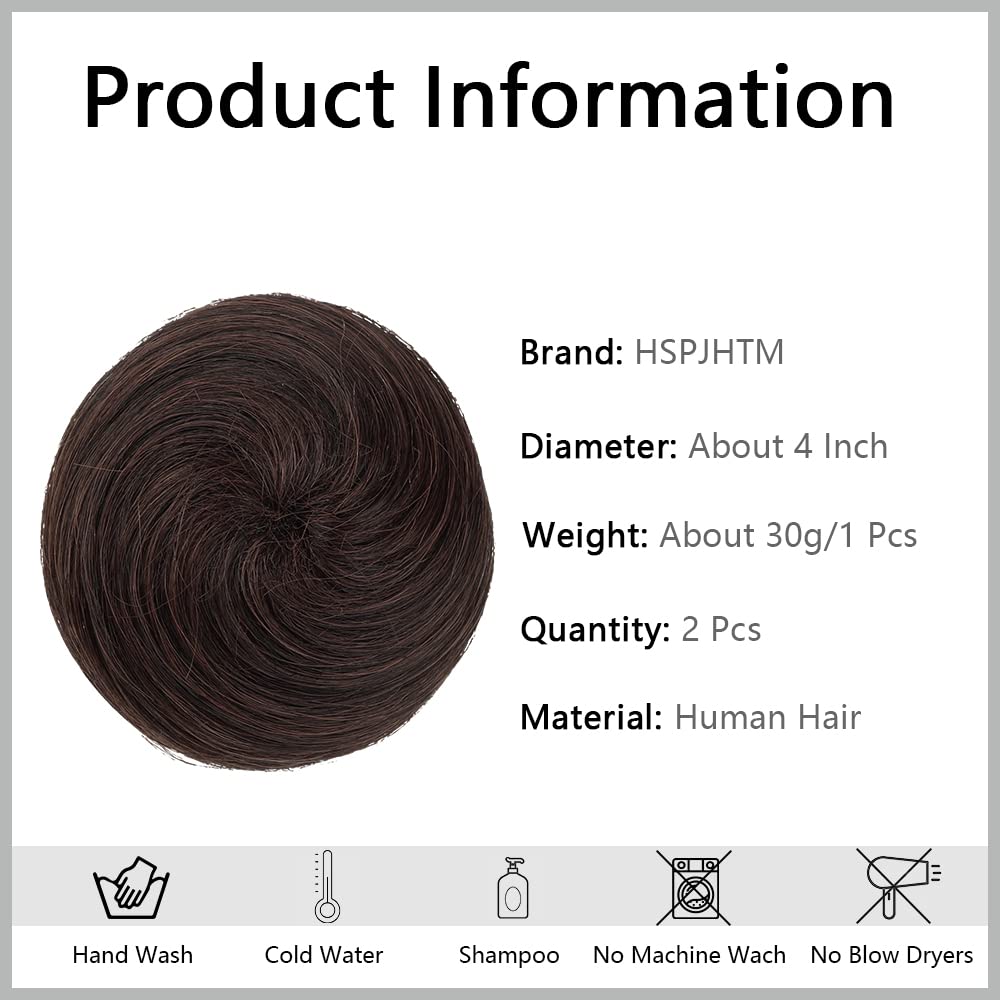 2 PCS Human Hair Messy Bun Hair Piece for Women - Real Hair Rose Bun Scrunchies, Updo Hair Extensions, Ponytail Bun in Chestnut Brown | Perfect for Casual, Party, and Everyday Hairstyles