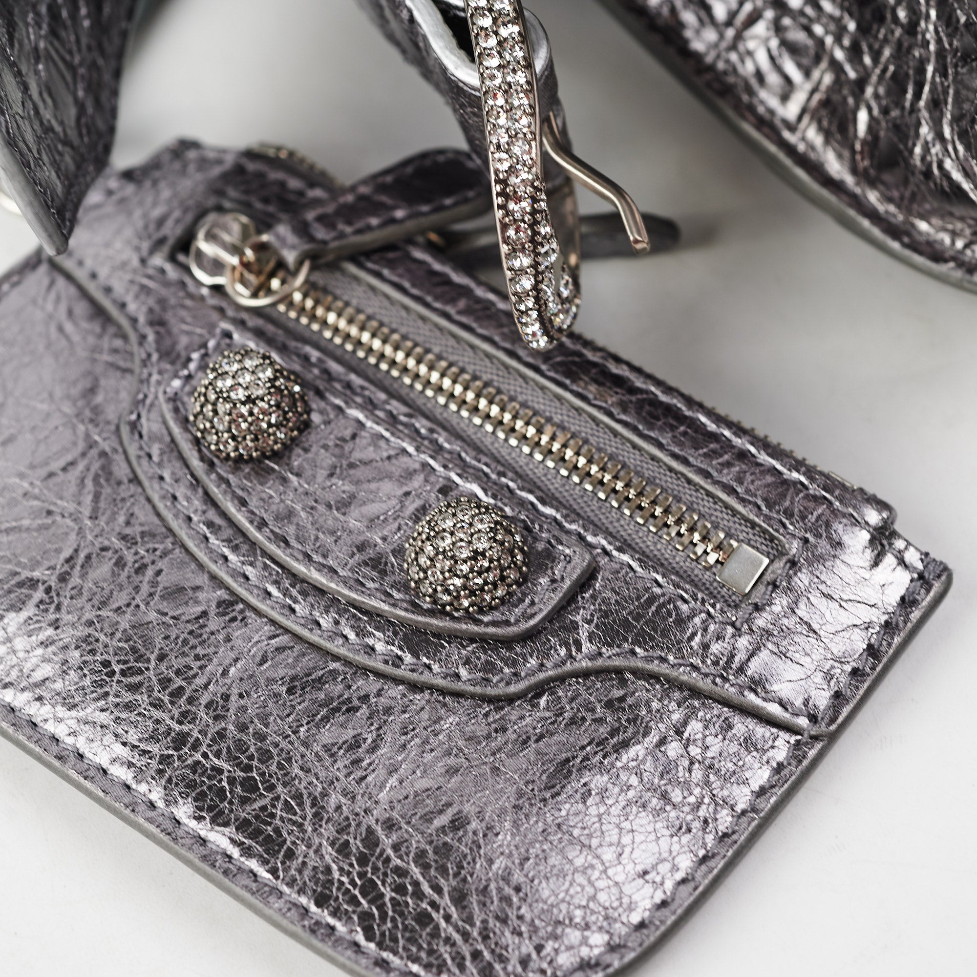Balenciaga Neo Cagole XS Crossbody Bag in Silver | Luxury Designer Handbag for Women | Perfect for Night Out, Party & Everyday Use