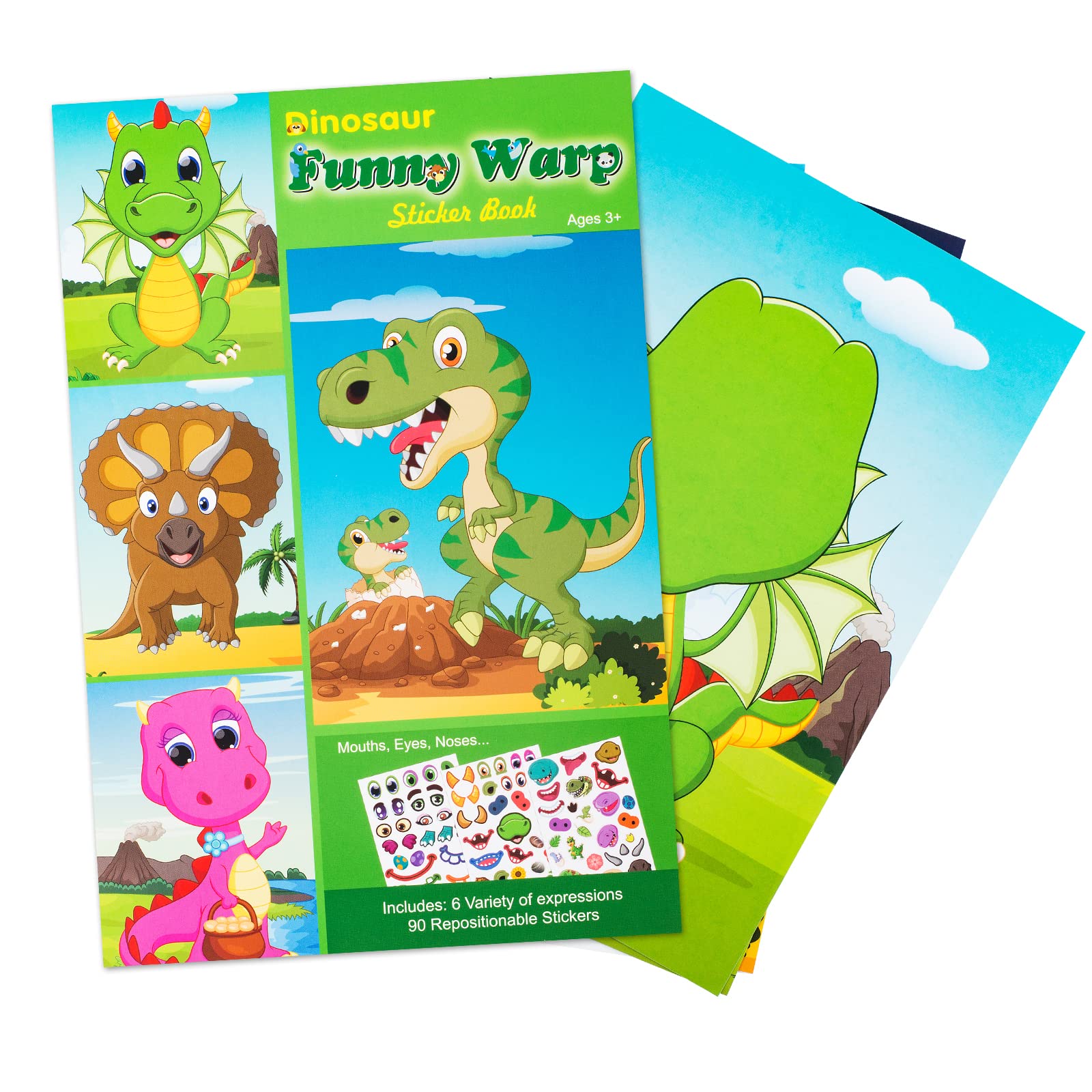 42 Sheets DIY Animal Face Stickers for Kids - 12 Animals & 6 Dinosaur Sticker Pads Set - Creative Art Craft, Party Favors, School Rewards for Boys & Girls - Perfect for Birthday Parties, Classroom Activities & Arts & Crafts Projects