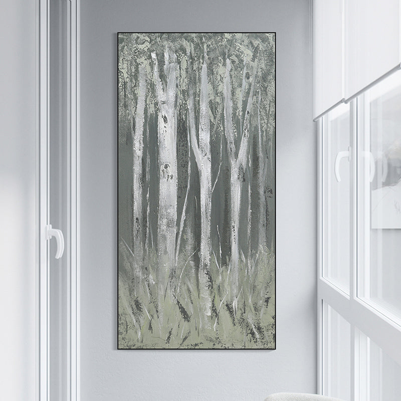 Original Abstract Acrylic Painting on Canvas - Trees Around My House Hand Painted Wall Art for Living Room, Bedroom & Office Decor