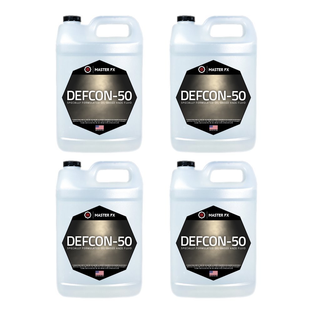 Defcon-50 Haze Fluid for Diffusion DF-50 Haze Machine - 4 Gallon Case | Professional Fog Juice for Stage Lighting, Concerts & Theatrical Effects | Perfect for DJs, Events & Halloween Decorations