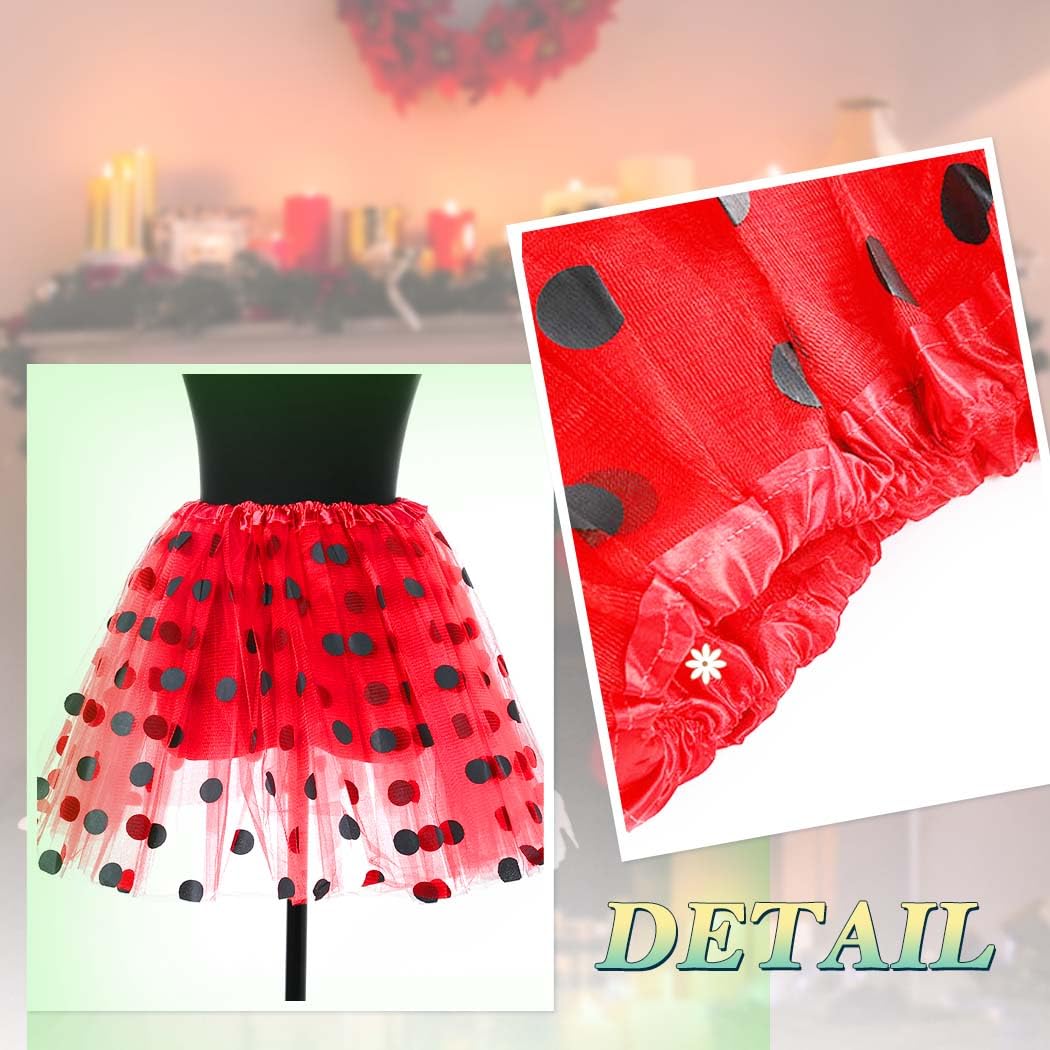 Festive Red Christmas Tutu Skirt with Polka Dots - Santa Inspired Layered Dance Skirt for Women | Perfect for Holiday Parties, Performances & Festive Photo Shoots