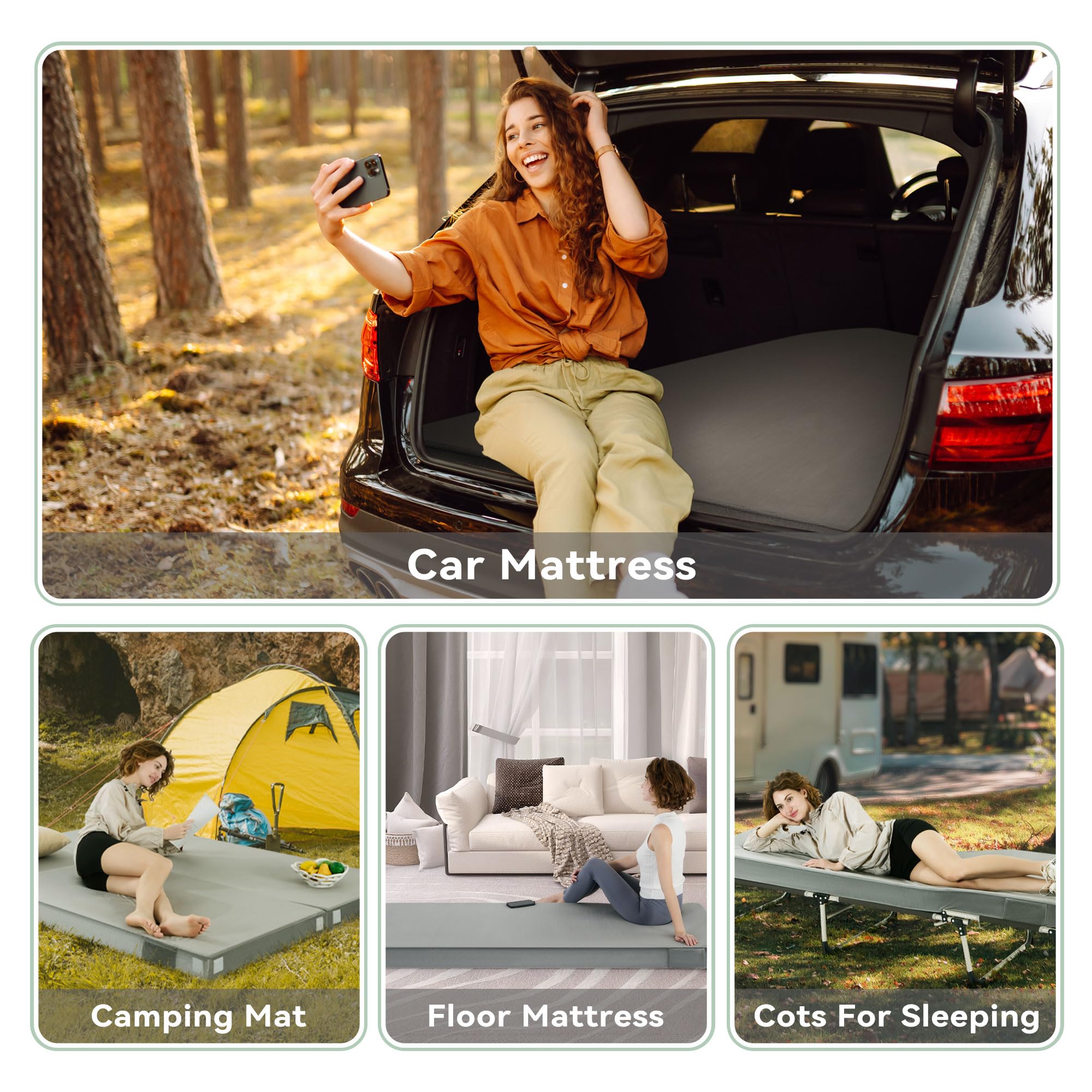 CertiPUR-US Certified Memory Foam Camping Mattress - Waterproof Portable Roll Up Sleeping Pad for Adults - Ideal for Camping, Hiking, Travel, Car & Van Use - Includes Convenient Carrying Bag