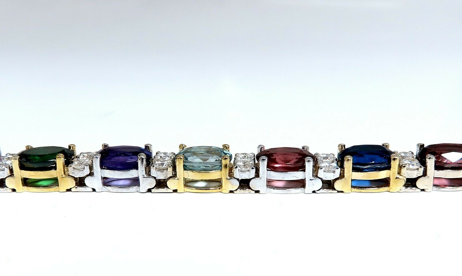 26.50ct Natural Emerald Aquamarine & Red Tourmaline Bracelet - 14K Gold Gemstone Jewelry for Women - Perfect for Weddings, Parties & Special Occasions