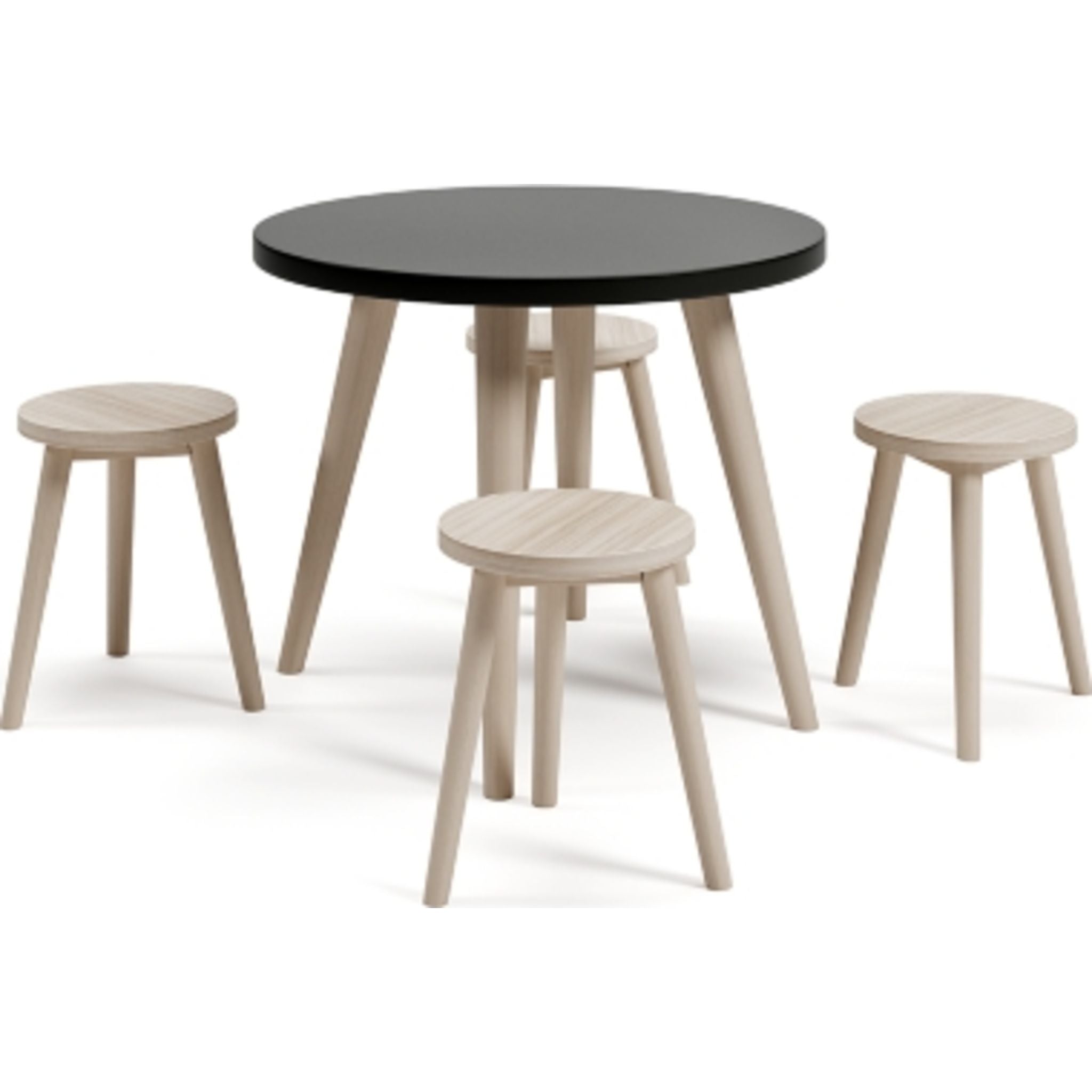 Blariden Kids Table and Chairs Set - Black/Natural Wood - Perfect for Playroom, Classroom, and Toddler Activities