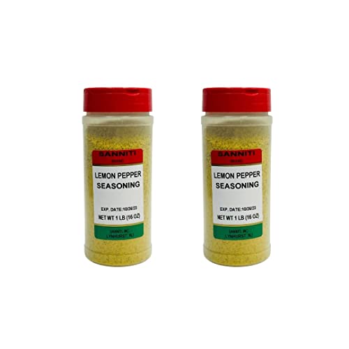 Sanniti Lemon Pepper Seasoning - 16 oz (Pack of 2) | All-Purpose Spice Blend for Chicken, Fish, Salads & More | Great for Grilling, Roasting & Everyday Cooking