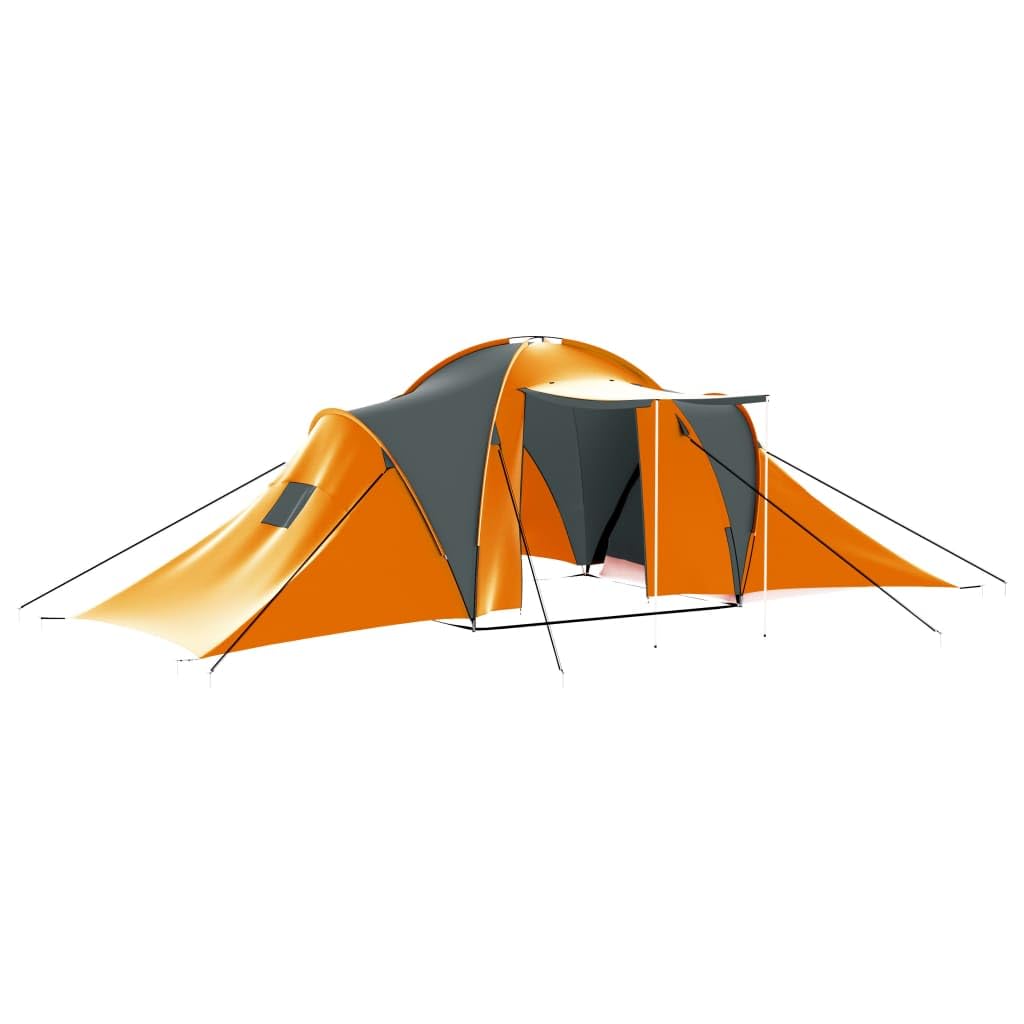 9-Person Camping Tent - Waterproof, Spacious Gray & Orange Outdoor Tent for Family Camping, Hiking & Backpacking Adventures