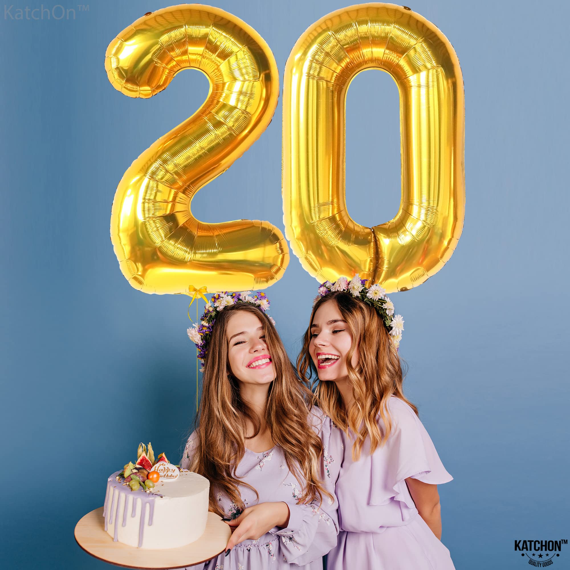 KatchOn 40 Inch Gold Number 20 Balloon - Large Foil 20th Birthday Decorations for Party, Anniversary & Celebration | Perfect for 20th Birthday Party, Graduation, Wedding Anniversary & Special Events