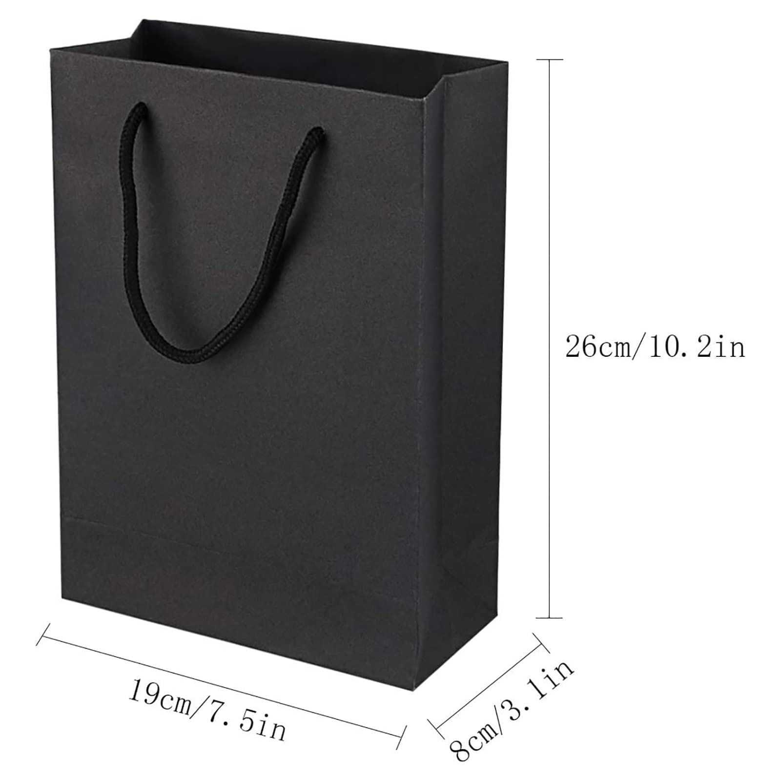 50 Pack Kraft Paper Gift Bags with Handles - 7.5