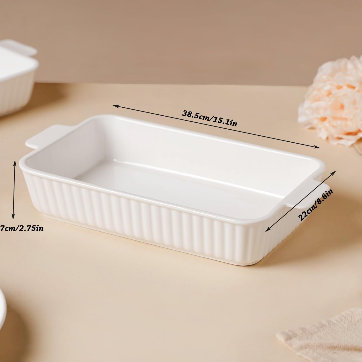 9x13 Ceramic Casserole Dish - Oven Safe Bakeware for Lasagna & Kitchen Decor Gifts
