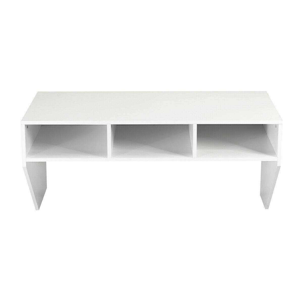 White Wall Mounted Floating Computer Desk with 3 Storage Shelves - Space Saving Laptop Study Table for Home Office, Bedroom & Living Room - Durable MDF Construction - Perfect for Small Spaces & Compact Workstations