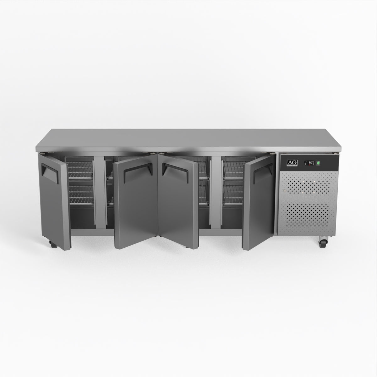 Commercial Refrigerator 4 Door Under Counter Fridge - Heavy Duty Stainless Steel Worktop Freezer for Restaurant, Bar, Kitchen & Food Service Business