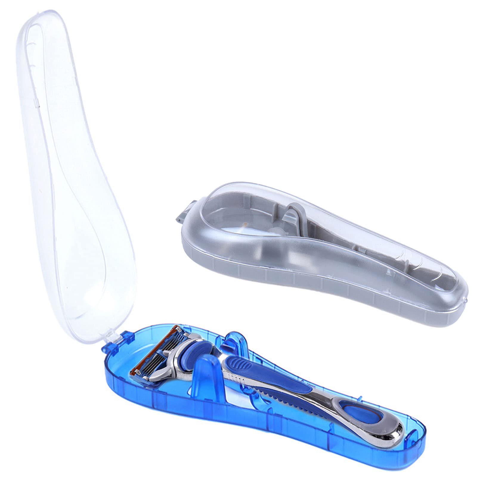 2PCS LinMei Razor Case for Gillette Fusion ProGlide - Waterproof Travel Razor Cover Protector for Men's Shaving Razors (Blue + Grey) - Perfect for Travel, Gym & Home Storage