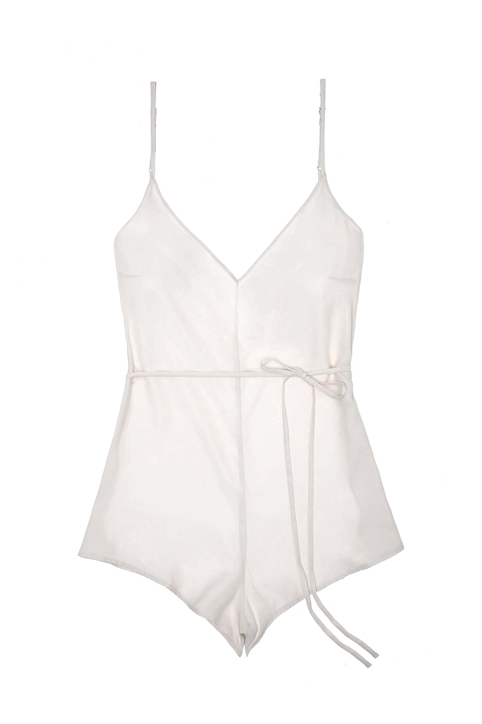 Dream Day Silk Romper Playsuit for Women - Ivory Lace Jumpsuit | Elegant Lounge Wear, Bridal Shower Outfit, Wedding Guest Dress, Summer Party Outfit