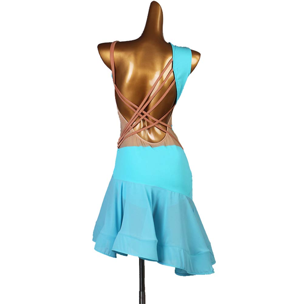 Sexy Women's Ballroom Dance Dress - Samba Costume, Sheer Mesh Stretchy One-Piece Latin Dress for Competition & Party | Sleeveless Performance Outfit for Latin, Tango & Social Dancing
