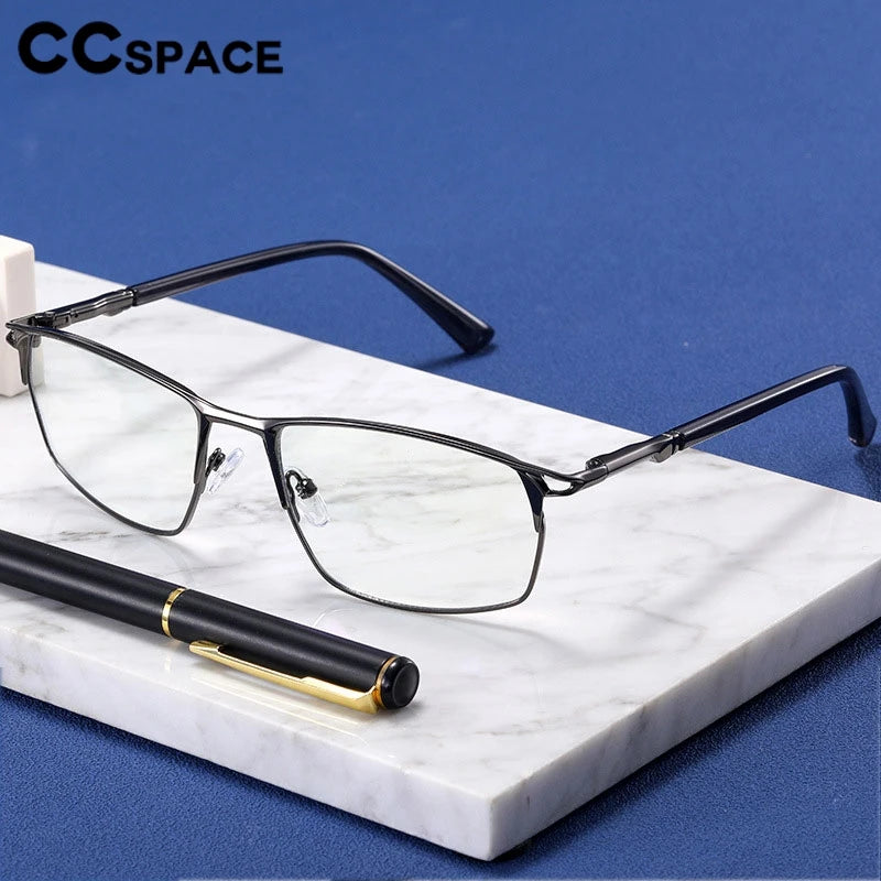 CCspace Unisex Full Rim Irregular Square Alloy Eyeglasses Frame 301402 - Trendy Lightweight Glasses for Men & Women, Perfect for Reading, Working, and Daily Fashion Accessories
