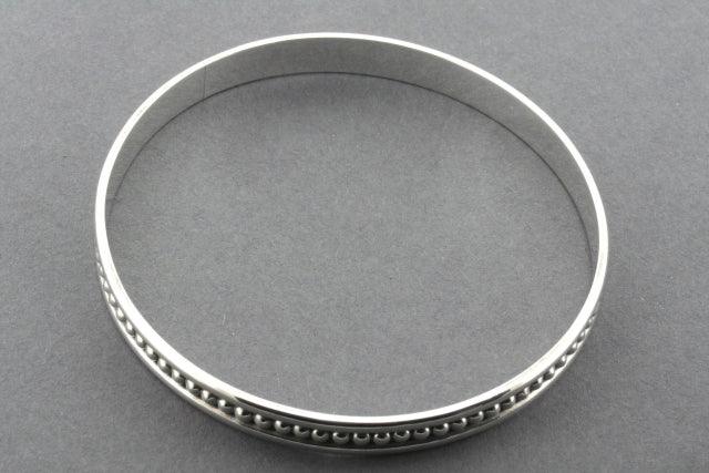 Mini Beaded Edge Bangle Bracelet - Sterling Silver Jewelry for Women, Elegant & Dainty Accessory for Everyday Wear or Special Occasions