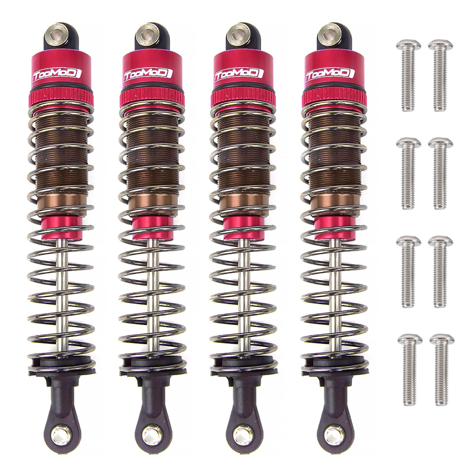 1/10 Scale 80mm RC Oil Filled Shock Absorbers Kit - Compatible with Tamiya TRX4, Axial SCX10, D90 Truck Crawler & Off-Road Upgrades (Red) - Perfect for Rock Crawling, Trail Riding & RC Car Performance Enhancement