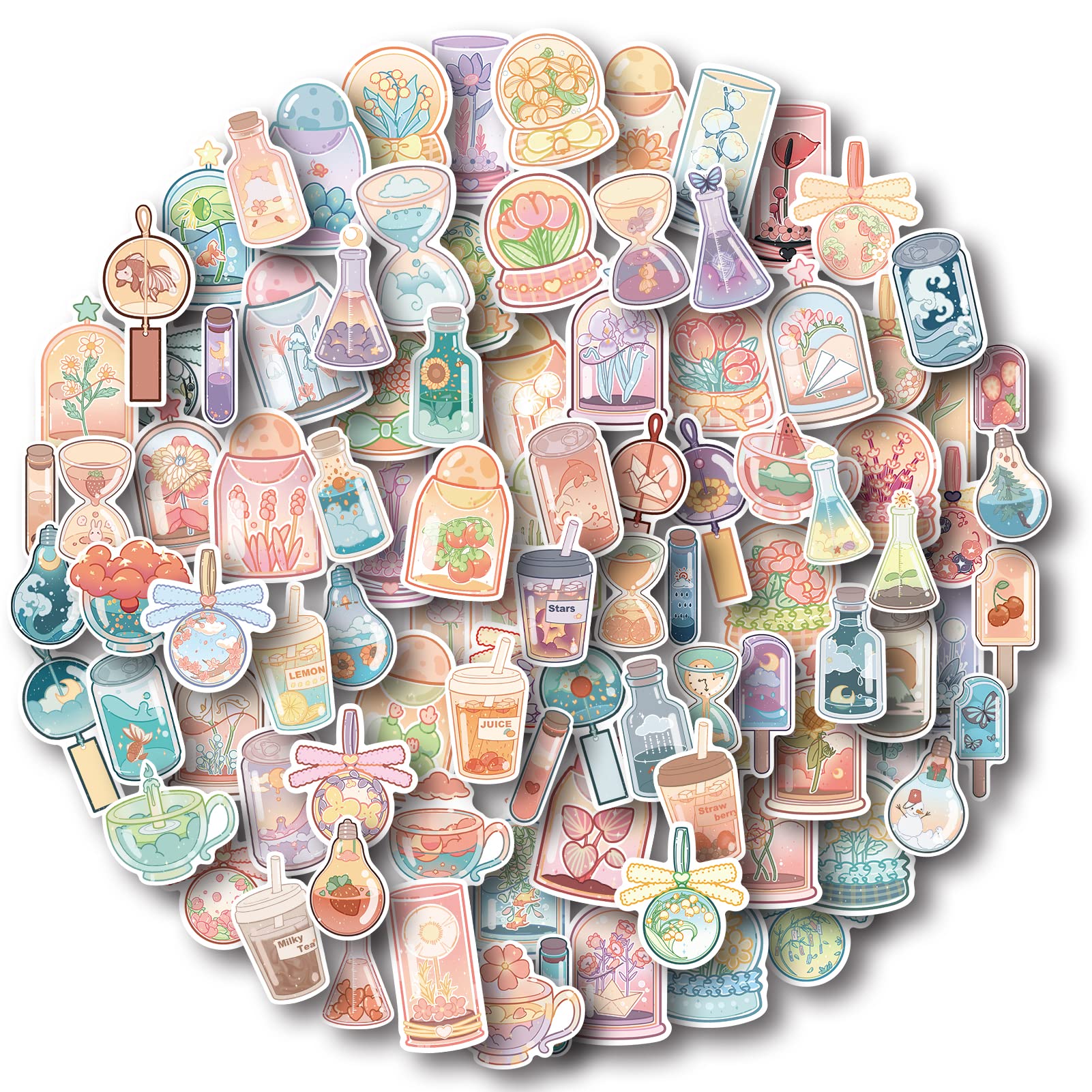 100 Pcs Aesthetic Vinyl Stickers - Waterproof Cute Stickers for Water Bottles, Laptops, Phones - Perfect for Girls, Kids & Teens - Decorate Your School Supplies, Journals & DIY Crafts