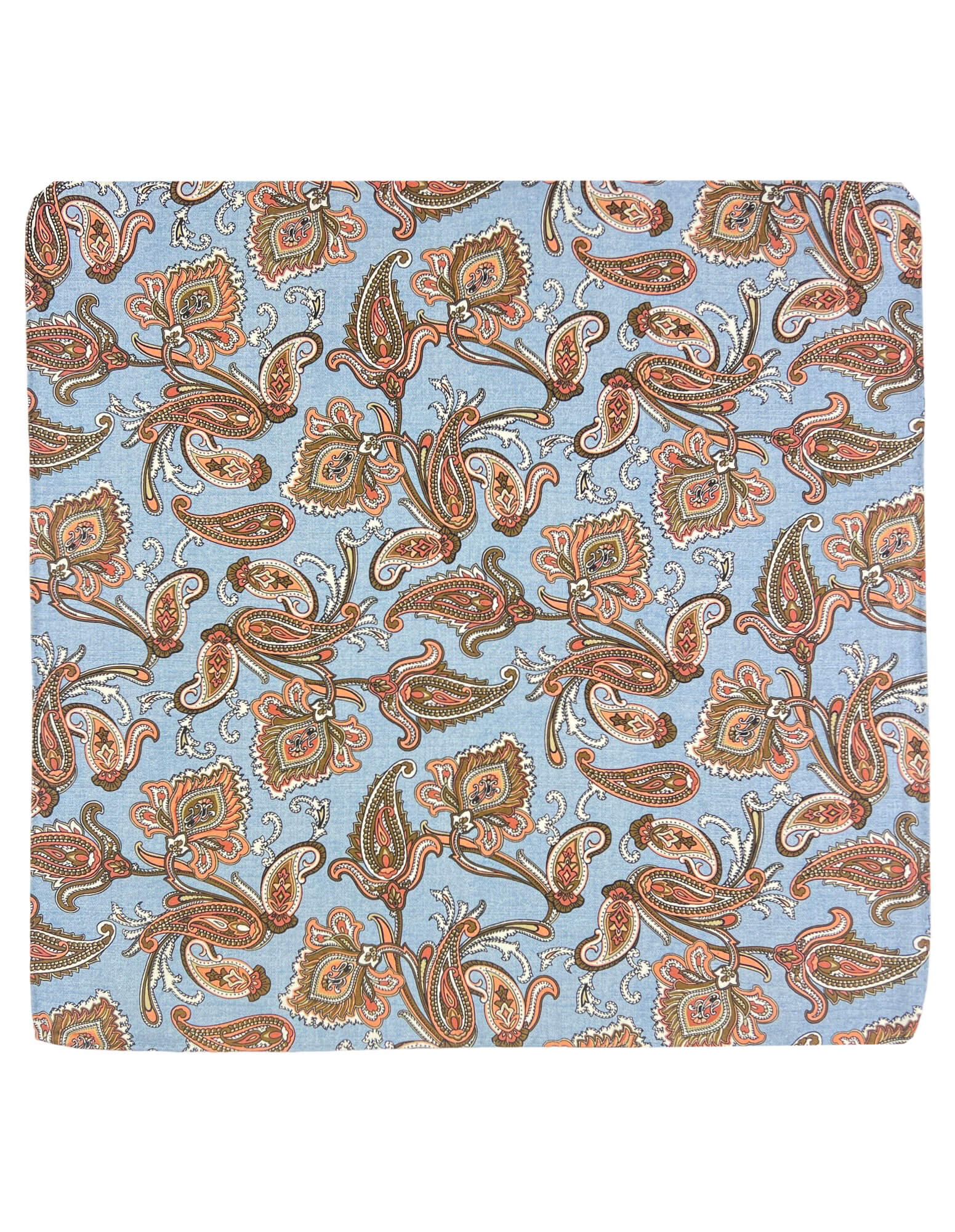 DÉCLIC Prato Paisley Hanky Scarf - Blue Floral Print Cotton Handkerchief for Men & Women - Perfect for Weddings, Parties, and Formal Events