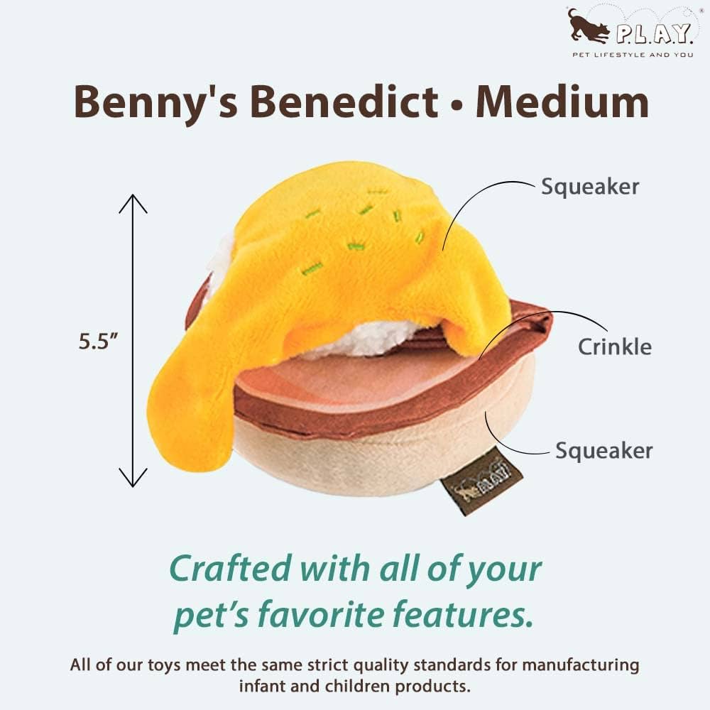 BENNY’S BENEDICT Yellow Dog Toy - Durable Chew Toy for Small & Medium Dogs - Perfect for Fetch, Training & Playtime Indoors or Outdoors