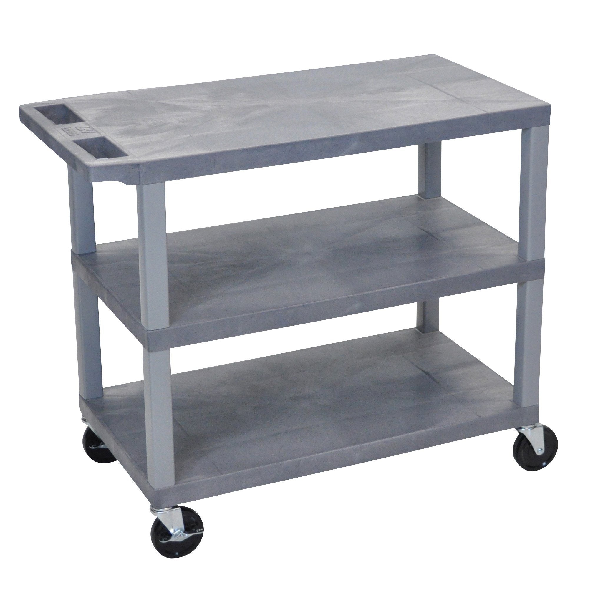 Luxor Gray EC222 G 18x32 Utility Cart with 3 Flat Shelves - Perfect for Kitchen, Office, or Workshop Storage and Organization