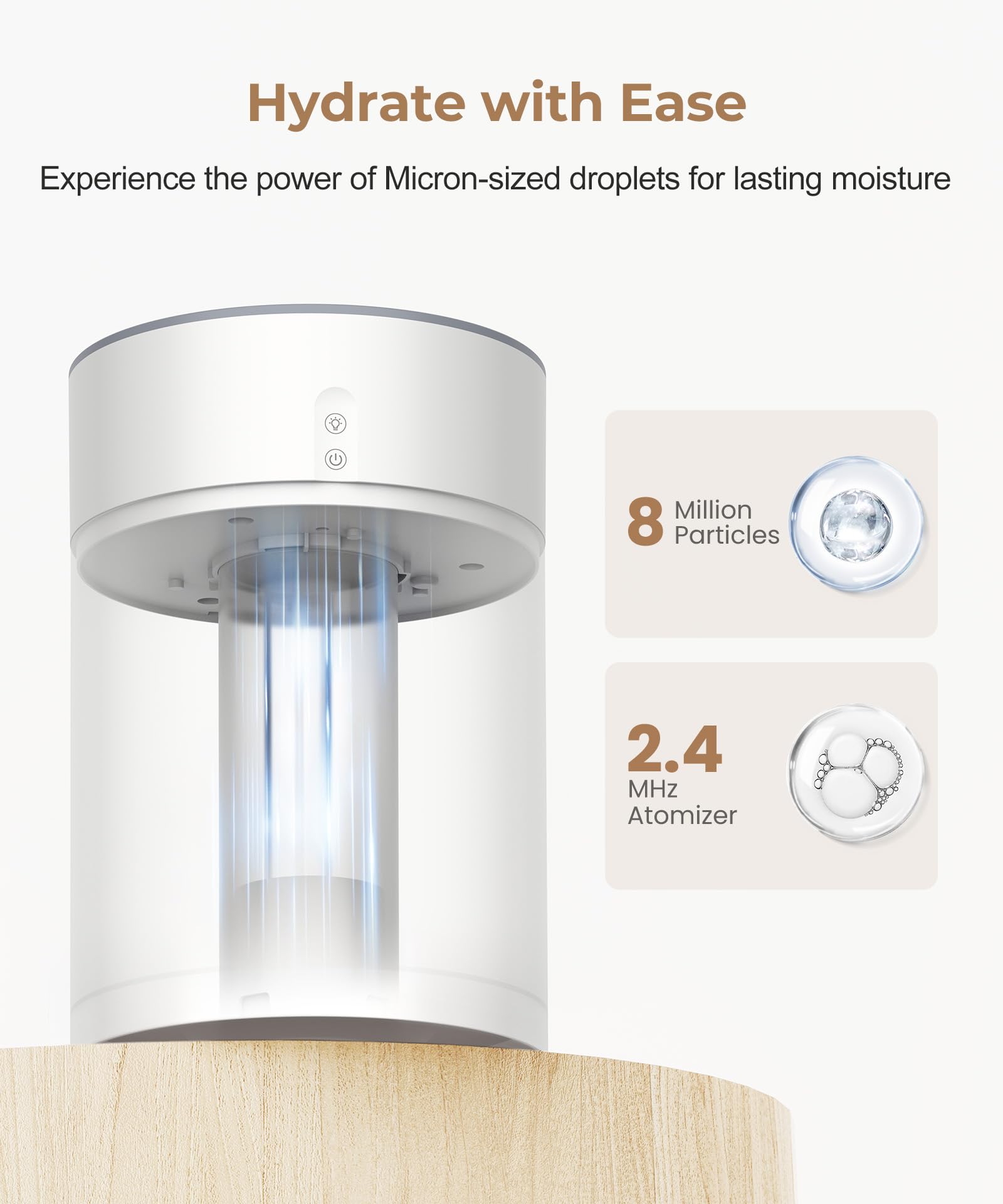 Abolee 4.5L Cool Mist Humidifier with Essential Oil Diffuser - 45 Hour Runtime, Ultra Quiet Ultrasonic Humidifier for Large Rooms, Bedroom, Nursery & Plants | 360° Nozzle | Perfect for Dry Air Relief, Better Sleep & Plant Care