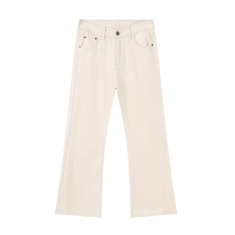 American Style Men's Denim Pants - Loose Fit Washed Straight Wide Leg Casual Jeans for Men (Solid Color 9C6380) | Perfect for Everyday Wear, Street Fashion & Relaxed Outfits