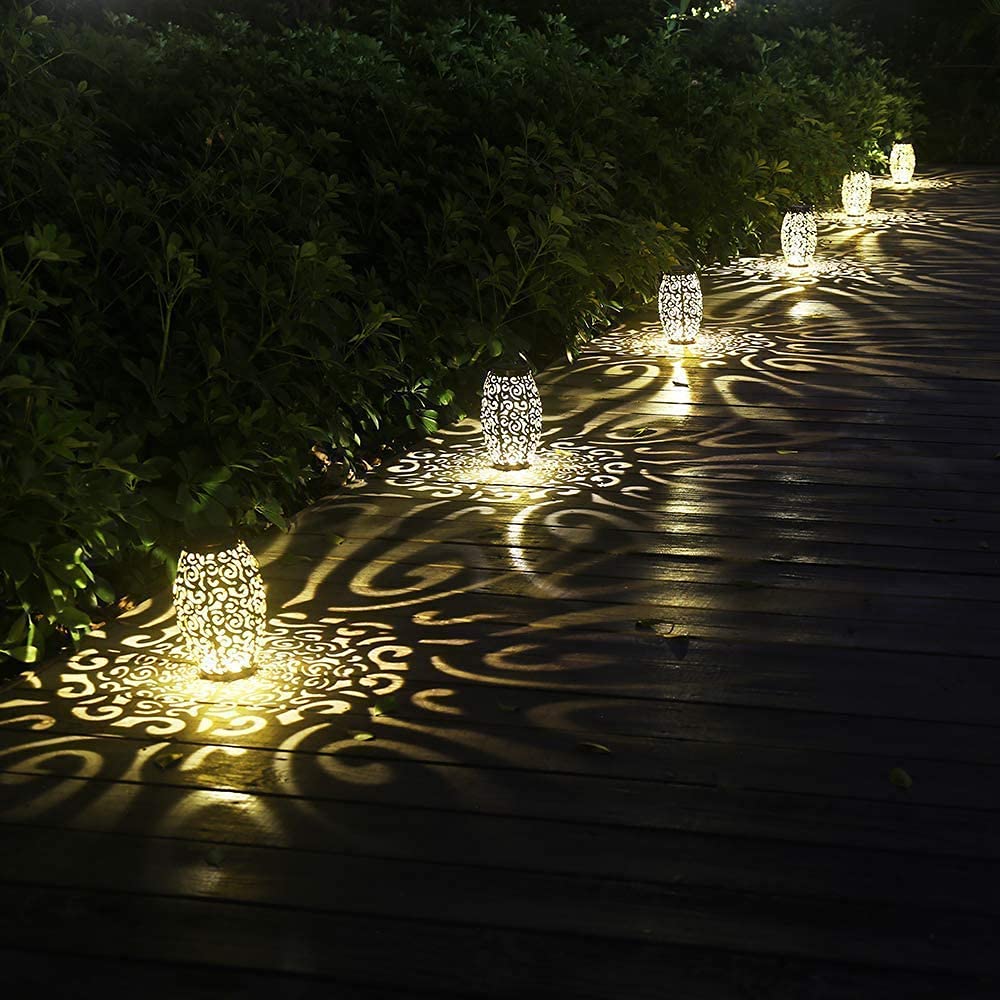ESGarden Solar Powered Outdoor Hanging Lantern - Waterproof Bronze Metal Garden Light for Patio, Yard, Pathway - Perfect Gardening Gift & Mother's Day Present (1 Piece) - Ideal for Evening BBQs, Romantic Backyard Ambiance & Pathway Illumination