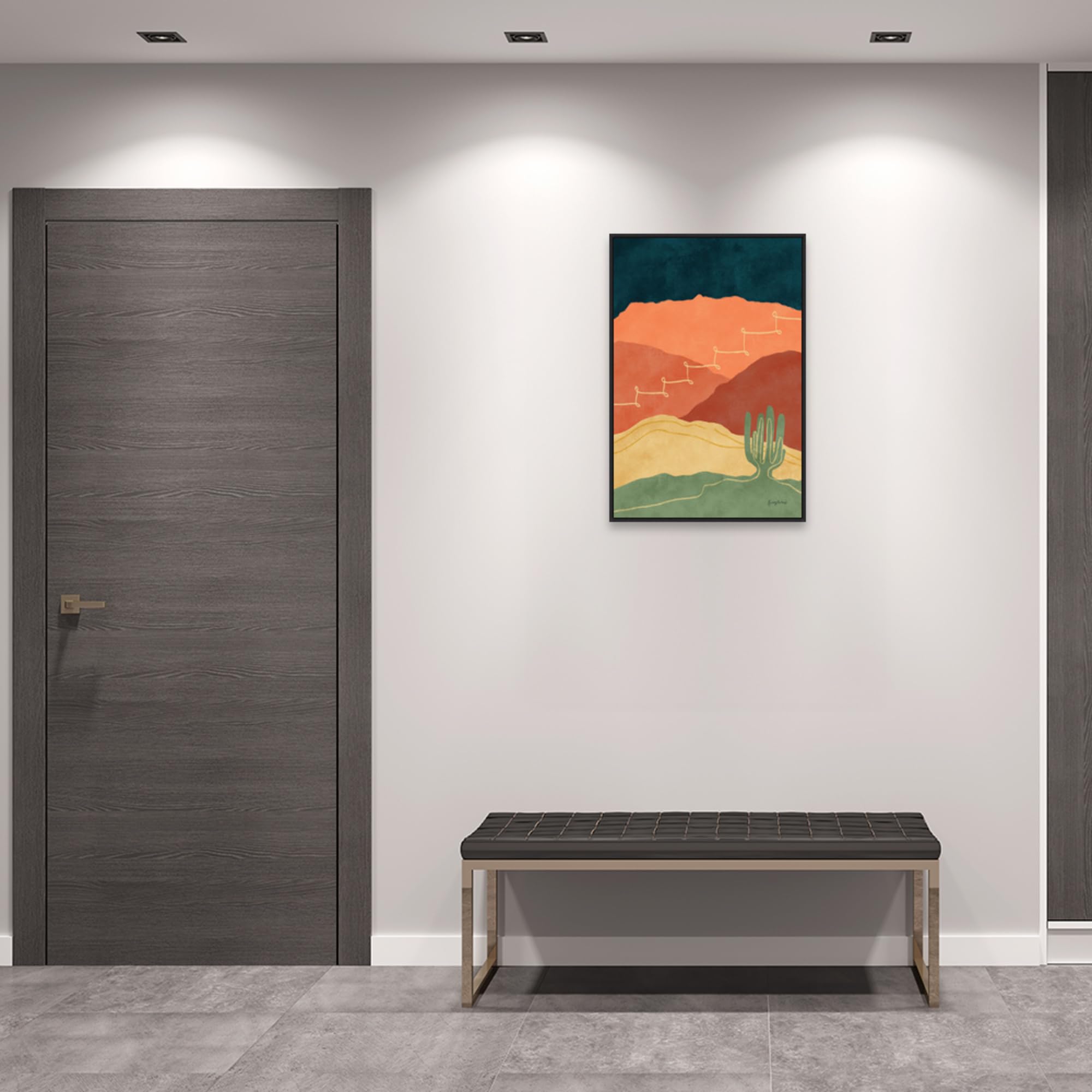Amanti Art Framed Canvas Wall Art 33x23 - Mountainous II Abstract Painting by Becky Thorns | Modern Framed Wall Decor for Living Room, Bedroom, Bathroom & Kitchen | Perfect for Home, Office & Gift Giving