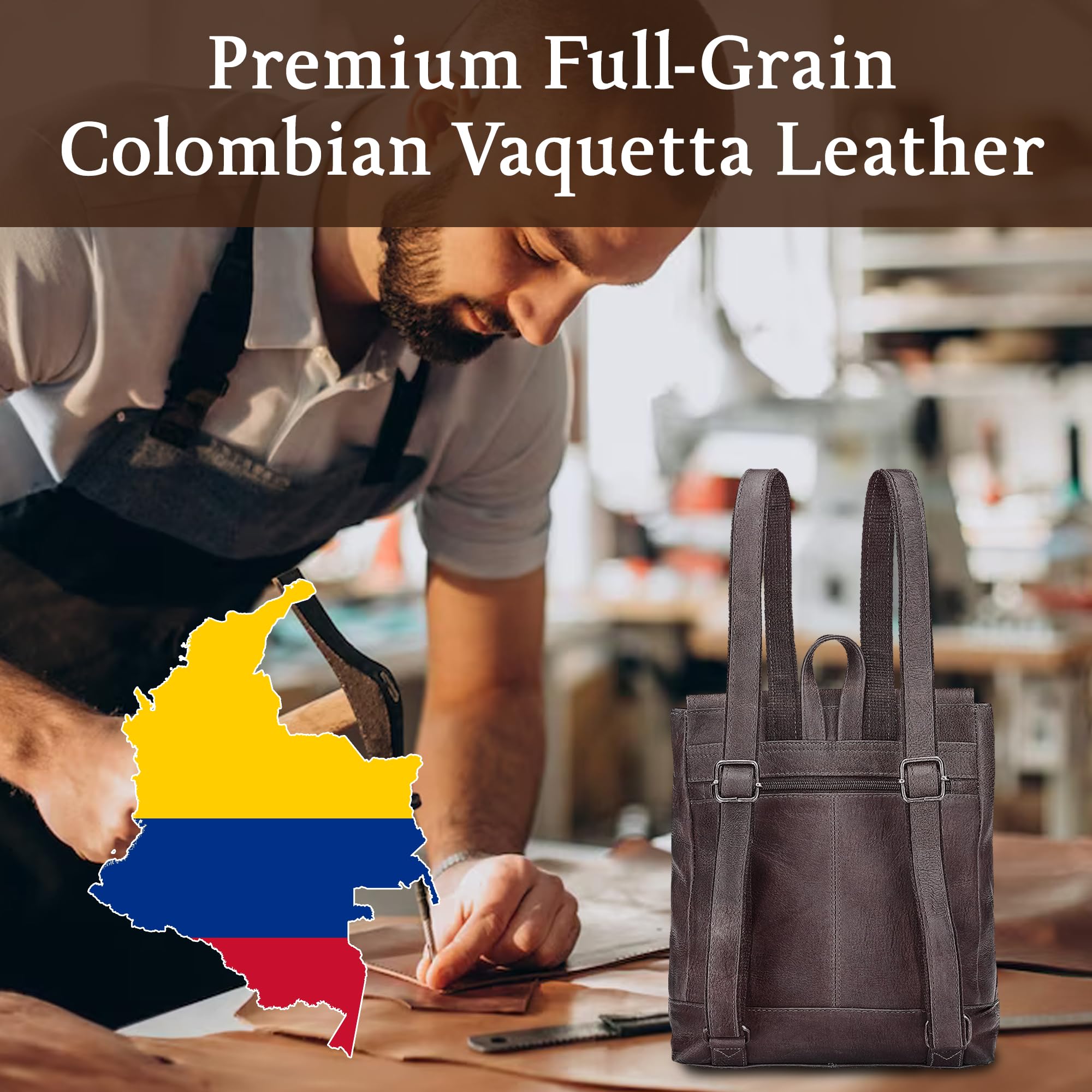 Leather Luna Backpack for Women - Multipurpose Travel & Work Bag for Daily Use