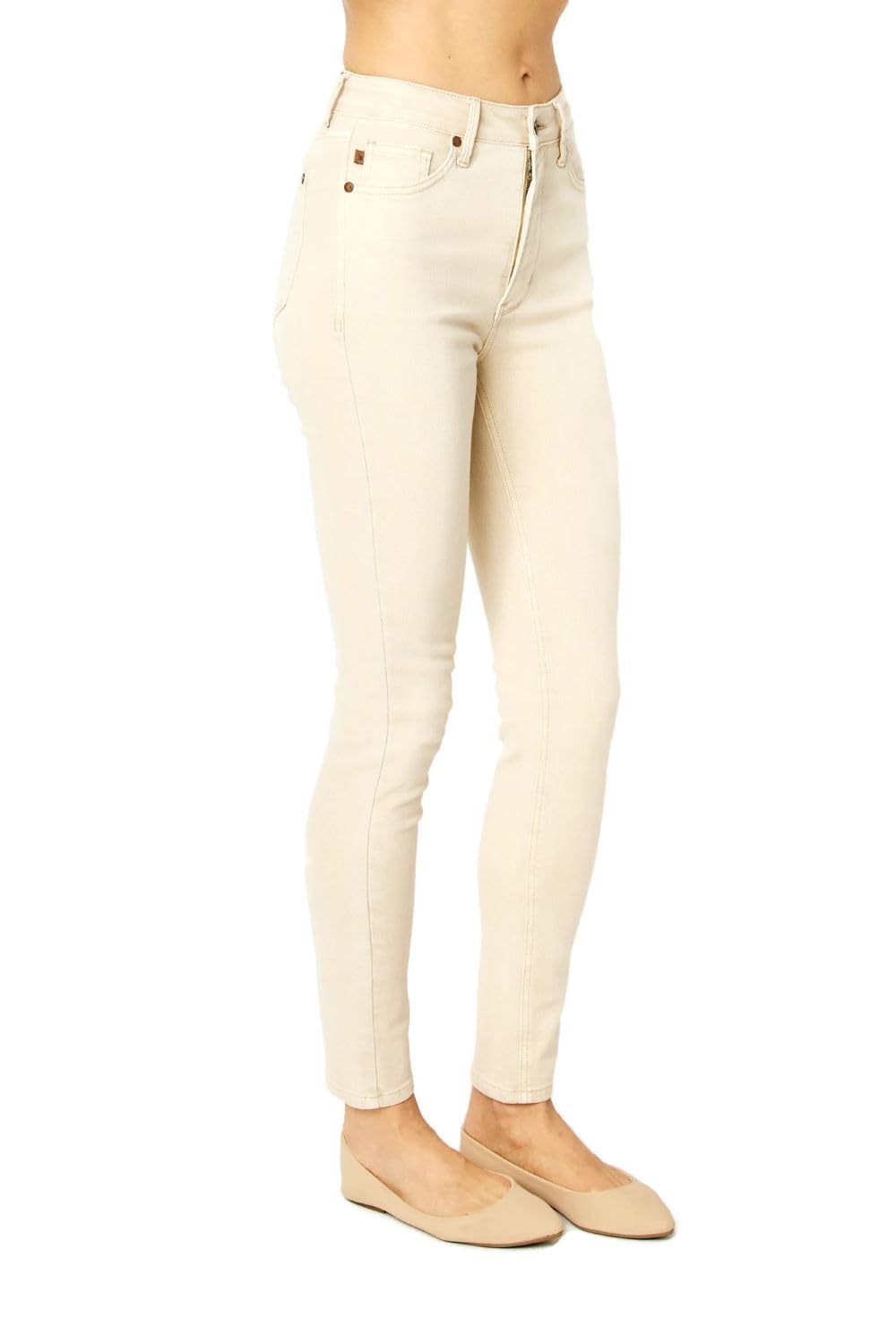 Judy Blue Women's High-Rise Garment Dyed Tummy Control Skinny Jeans - Slimming Stretch Denim Pants for Casual Wear & Everyday Outfits