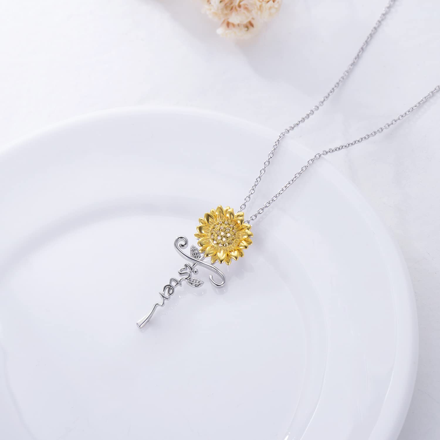 925 Sterling Silver Sunflower Rose Butterfly Lotus Necklace for Sister - Always My Sister Forever My Friend Pendant - Meaningful Jewelry Gift for Women - Perfect for Birthdays, Anniversaries & Sister Appreciation