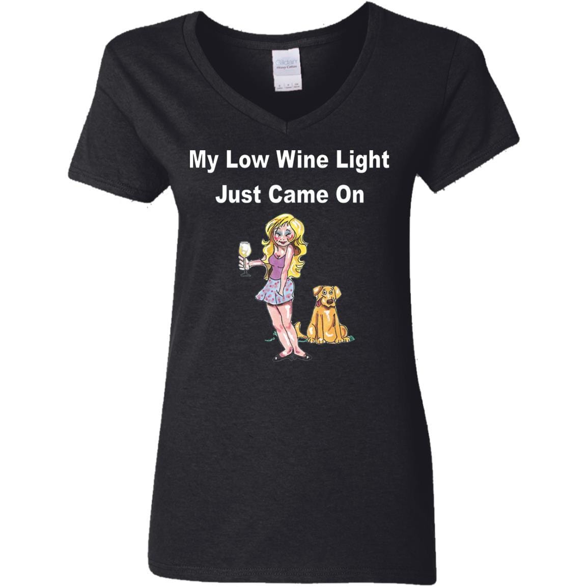Low Wine Light Ladies V-Neck T-Shirt - 5.3 oz Comfortable Women's Tee for Casual Wear, Wine Tasting & Girls Night Out