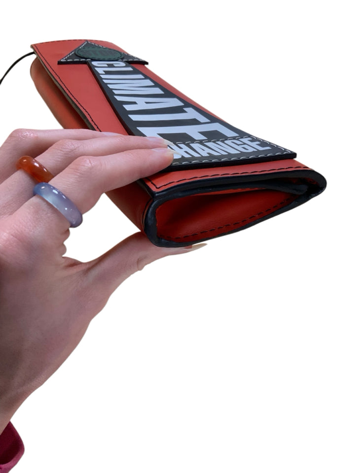 Vivienne Westwood Stop Climate Change Leather Clutch Bag - Eco-Friendly Designer Handbag for Women, Sustainable Fashion Accessory for Parties, Events & Everyday Use