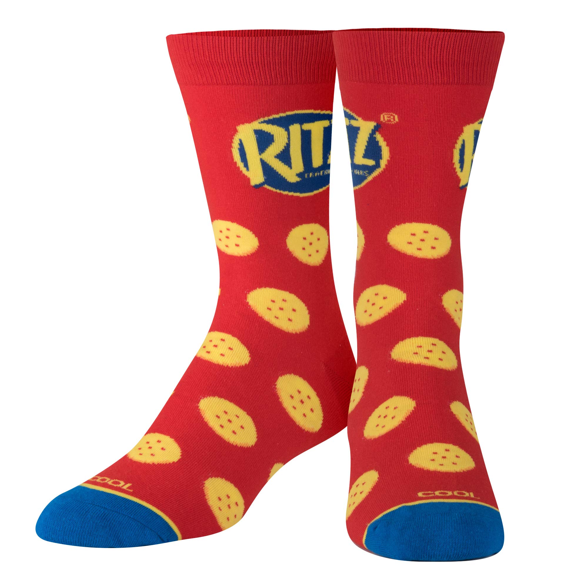 Fun Ritz Crackers Graphic Print Crew Socks for Men & Women - Novelty Food-Themed Comfortable Cotton Socks for Casual Wear, Gift Giving, and Themed Parties